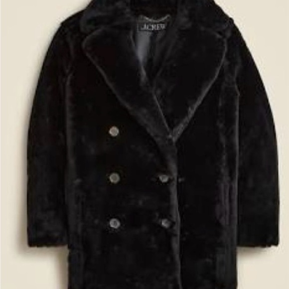 J. Crew Black Faux Fur Coat - Picture 2 of 2